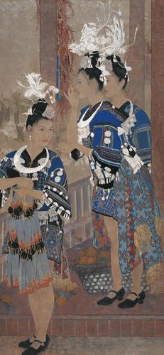 《碧玉妆成》 2010 绢本重彩 210X100cm