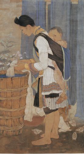 《遥远的记忆》 2010 绢本重彩 200X110cm