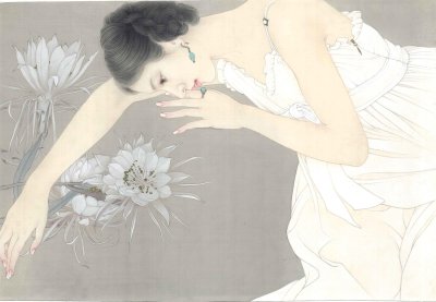 昙花·梦 2022 绢本重彩 40x60cm
