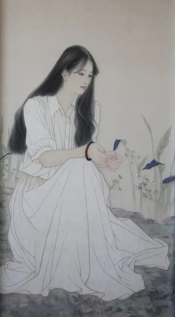 《在水一方》45X90CM 2015年 绢本设色