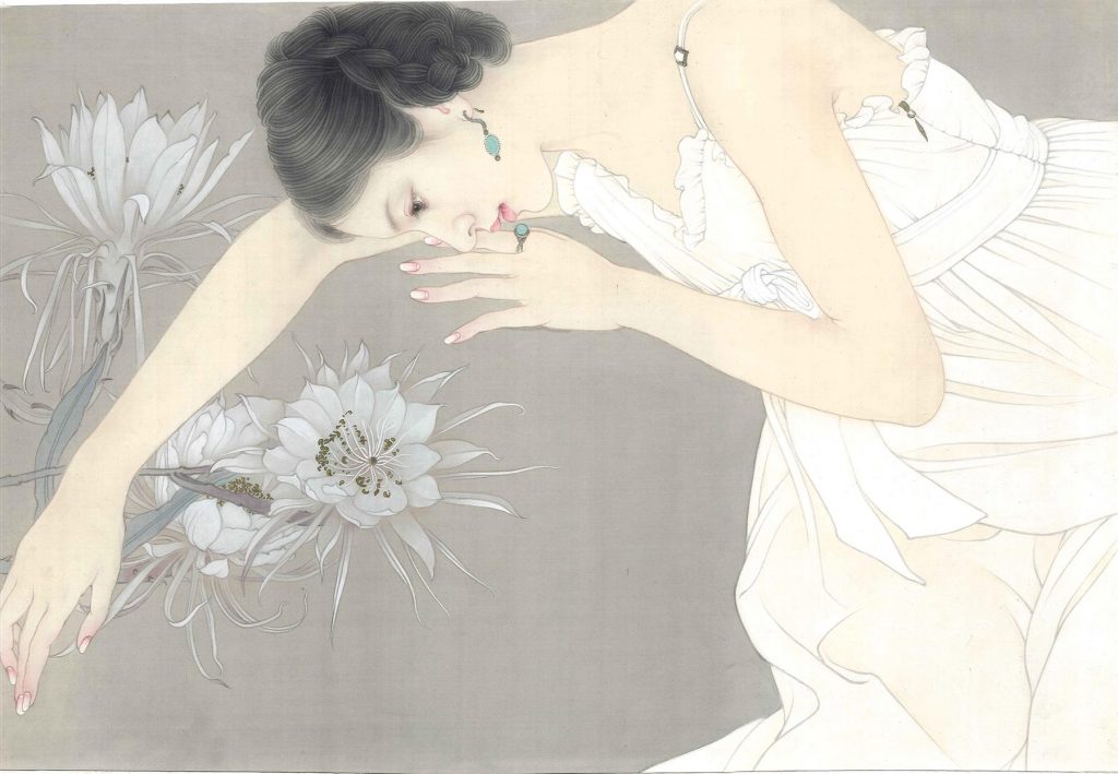 昙花·梦 2022 绢本重彩 40x60cm